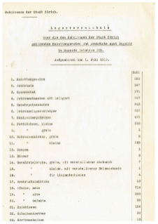 Lagerverzeichnis Kadettengewehre und Armbrüste, 1919